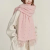 Maillard color monochrome dot scarf for women, new autumn and winter style, warm and thick scarf, student Korean-style versatile shawl details Picture